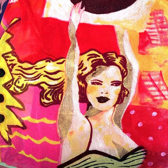 VINTAGE 90's Super Rare Kenzo Jeans Mesh Pop Art Dress - Picture 6 of 7